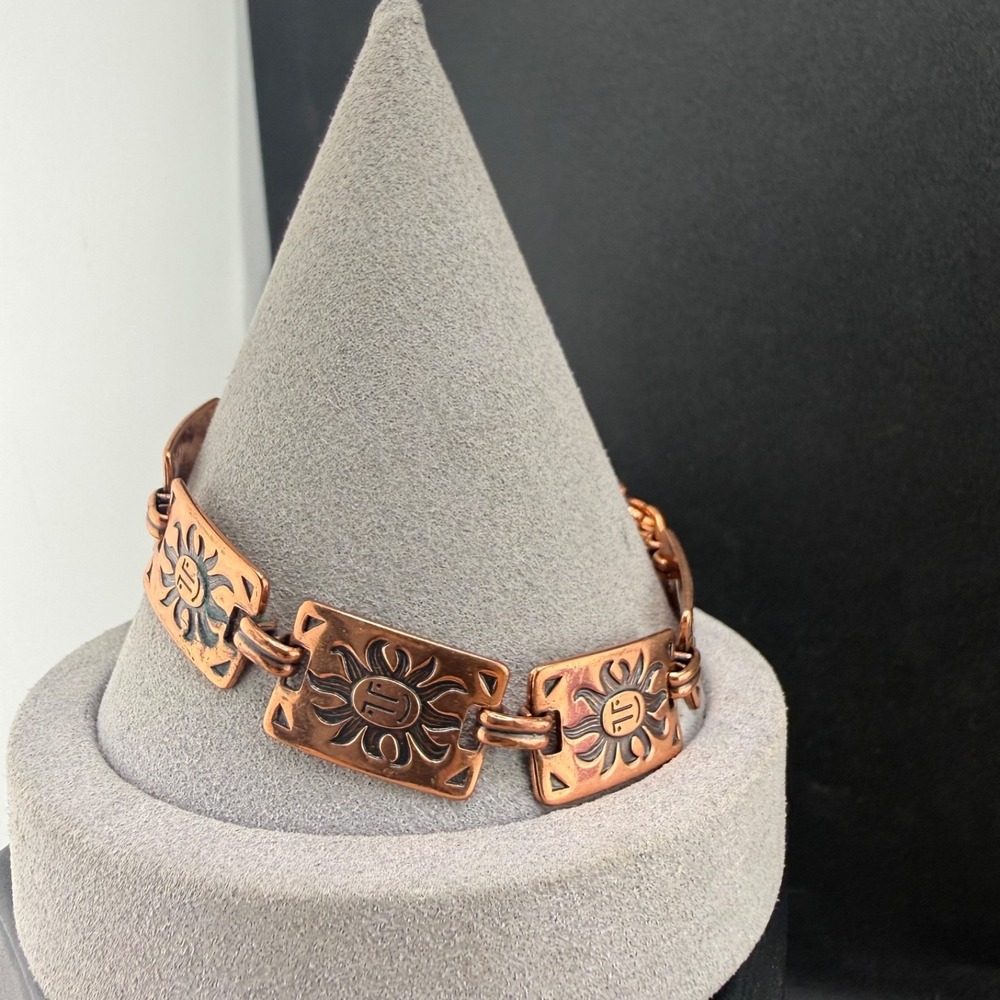 Vintage Copper Bracelet Sun Face Links 7.5"